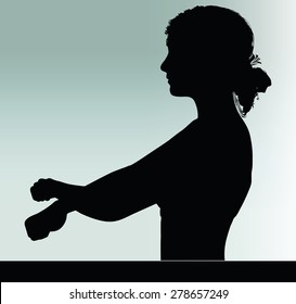 Vector Image - woman silhouette with hand gesture handcuffed