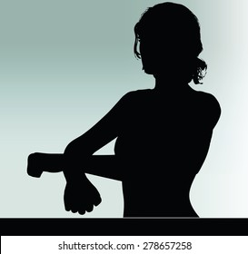 Vector Image - woman silhouette with hand gesture handcuffed