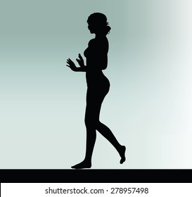 Vector Image - woman silhouette with hand gesture push or stop 