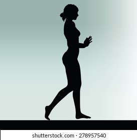 Vector Image - woman silhouette with hand gesture push or stop 