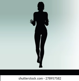 Vector Image - woman silhouette with hand gesture push or stop 