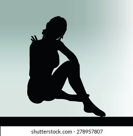 Vector Image - woman silhouette with hand gesture hey