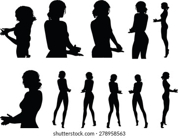 Vector Image - woman silhouette with hand gesture explain 