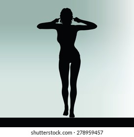 Vector Image - woman silhouette with hand gesture turn a deaf ear