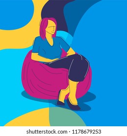 vector image of a woman sitting on a poof