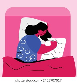 vector image of woman suffering from insomnia