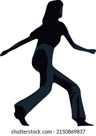 Vector image of a woman walking fast