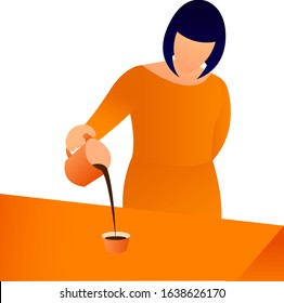 Vector image of a woman working as a barista.