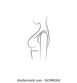 Vector image of a woman's body. Beautiful body shape. Turn in the profile. Side man