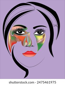 vector image of a woman's face art, colorful, sexy girl, logo, wall decoration,woman mask
