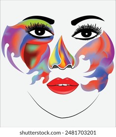 Vector Imagen de la cara de una mujer arte, colorido, logotipo, mujer arte de la máscara