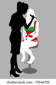 Vector image of women in a chair make-up