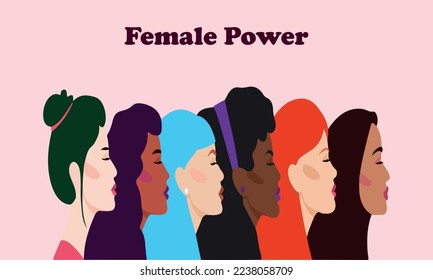 Vector image of women interlocking in every way and revealing female power