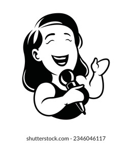 vector image of women singing illustration