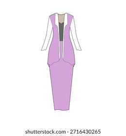 Vector Imagen de ropa de mujer con combinación de color púrpura