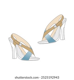 vector image of women's sandals with color combinations
