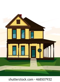 Vector image of wooden country house