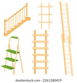Vector image of a wooden staircase. The concept of construction, repair and other works. A design element.