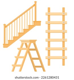 Vektorbild einer Holztreppe. Das Konzept des Baus, der Reparatur und anderer Arbeiten. Ein Design-Element.