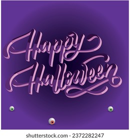 vector image with word happy halloween on purple background