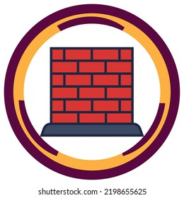 vector image. work safety icons with white background and orange round border with brown