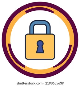 vector image. work safety icons with white background and orange round border with brown