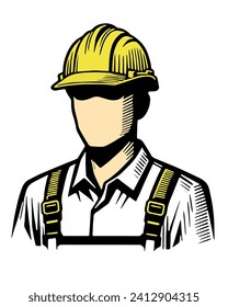 Vector image of a worker wearing a yellow safety helmet, this image was created using infinite design apk