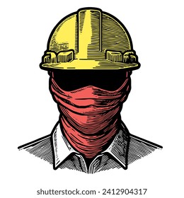 Vector image of a worker wearing a yellow safety helmet, this image was created using infinite design apk