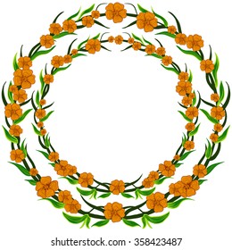 Vector image of a wreath of flowers and leaves. 