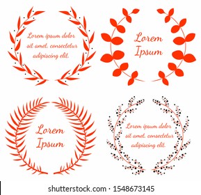 Vector image. Wreaths, flowers, logo, holiday, template, certificate, text.