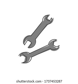 Vector image of a wrench. Vector icon depicting a wrench cartoon style on white isolated background.