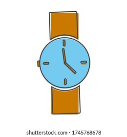 Vector image of a wristwatch. Clock icon on a light cartoon style on white isolated background.