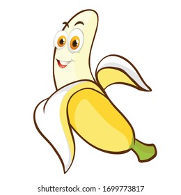 vector image of a yellow banana cartoon