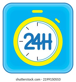 vector image. yellow clocks icon with blue background.