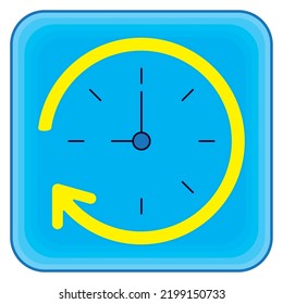 vector image. yellow clocks icon with blue background.