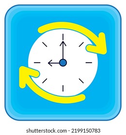 vector image. yellow clocks icon with blue background.