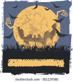 Vector image with Yellow evil moon for your designs.