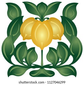 vector image yellow flower in modern style