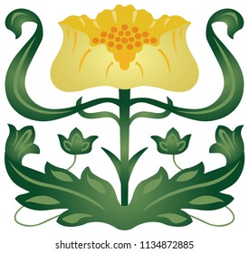 vector image yellow flower in modern style