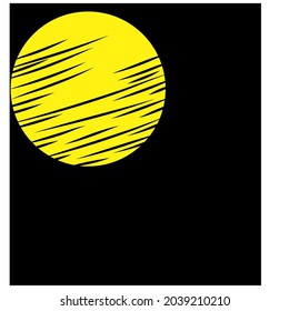 vector image of a yellow moon and its silhouette.