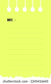 vector image of yellow paper for notes. yellow note sheet. note paper design. note paper background