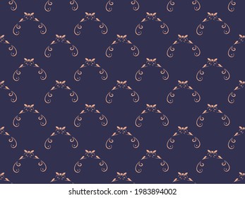 Vector image, yellow pattern on a dark blue background. vector pattern design For fabric pattern and textile industry and others