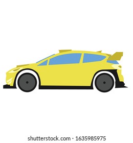 vector image of a yellow rally car. perfect for presentations, marketing a product, and for a logo.