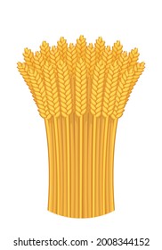 Vector image. Yellow sheaf of wheat ears on white background.