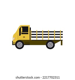 vector image yellow truck type car icon with white background