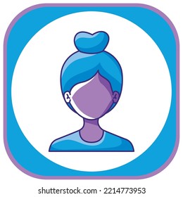icono vectorial de yoga con fondo blanco y borde azul con morado.