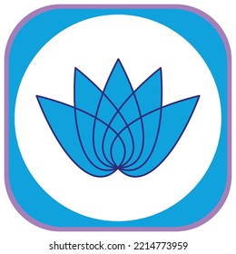 vector image yoga icon with white background and blue border with purple.