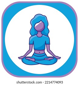vector image yoga icon with white background and blue border with purple.
