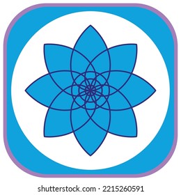 vector image yoga icon with white background and blue border with purple.