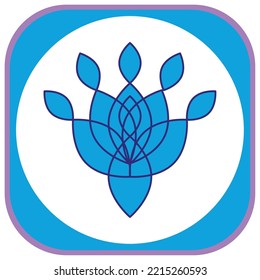 vector image yoga icon with white background and blue border with purple.